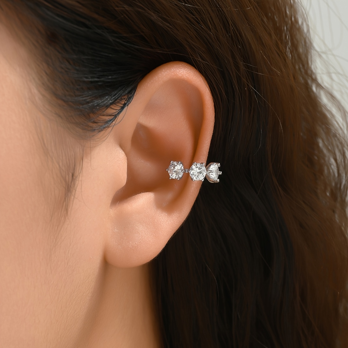 Women's Exquisite Inlaid Clip-On Ear Cuffs, No Piercing